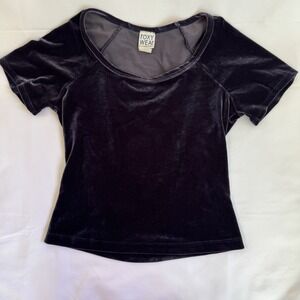 Vintage 90s Y2K Velvet Top Goth Indie Grunge Moody Purple Soft Fitted USA Made L